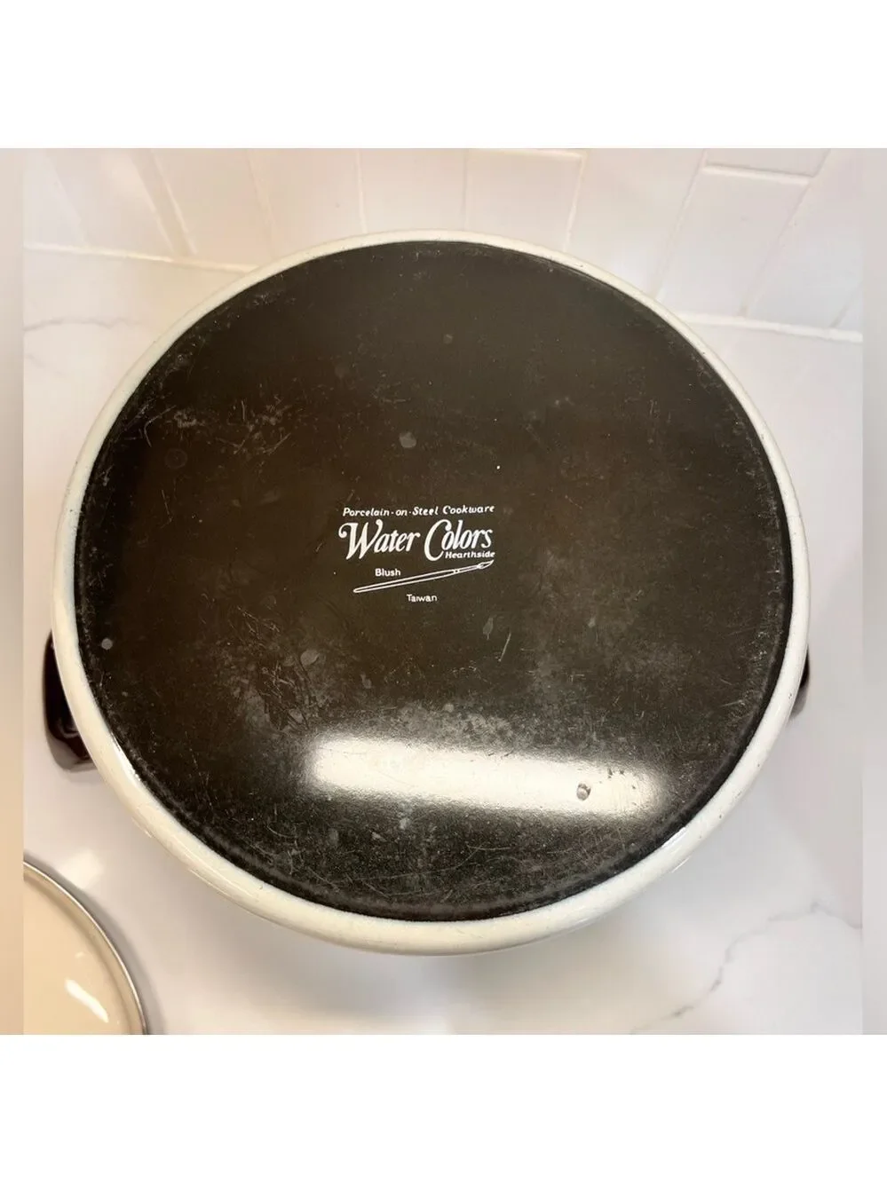 Vintage Hearthside Water Colors Blush Enamel Cookware 2 Gallon Pot